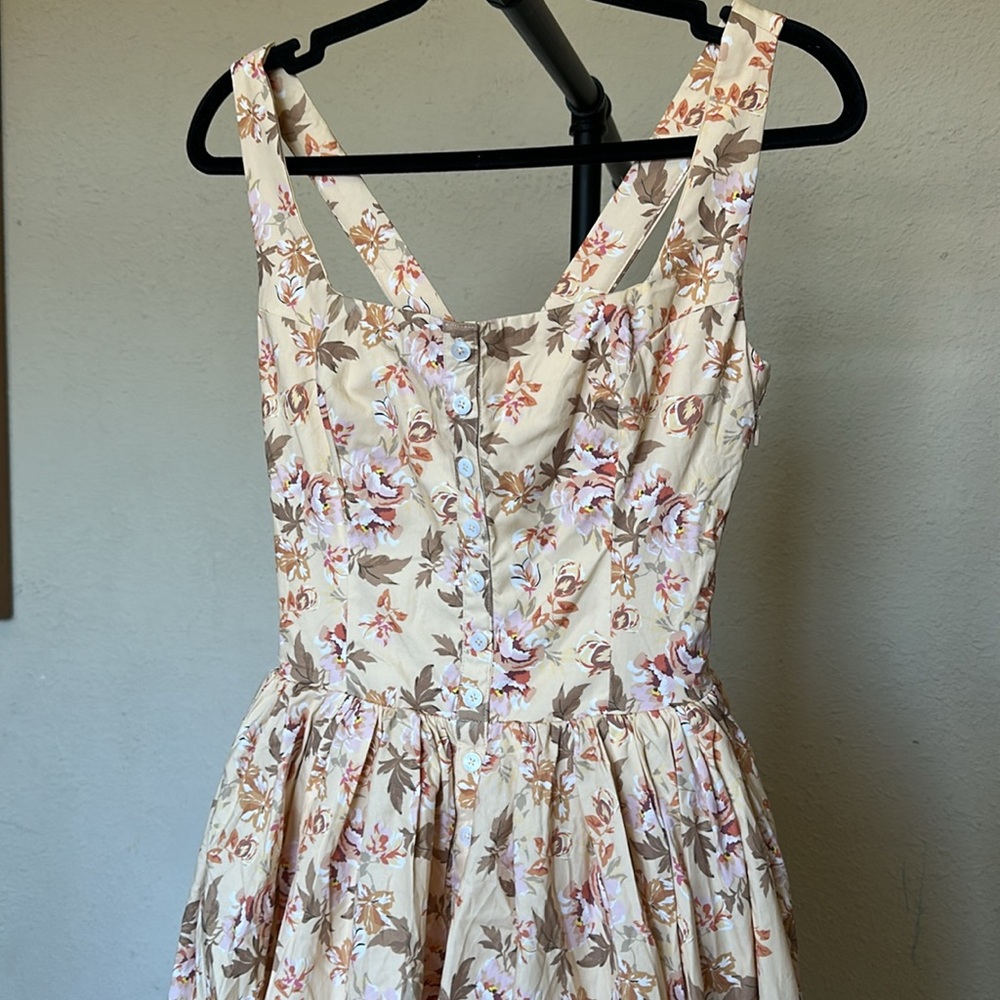 House of CB 'Alba' Honeyflower Priint Gathered Cotton Midi Dress NWOT size S - Picture 9 of 17